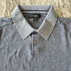 Banana Republic Gray Striped Polo Shirt